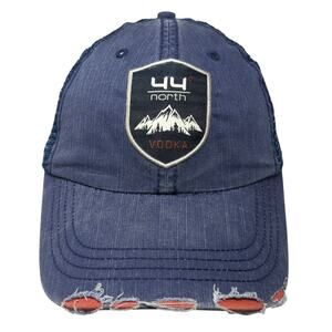 44 North Vodka Strapback Trucker Hat Blue One Size Adjustable Distressed 6 Panel